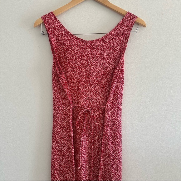 Vintage Maxi Floral Red Dress Sz M - Picture 5 of 10